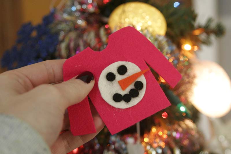snowman ugly sweater ornament