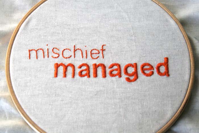 mischief managed embroidery