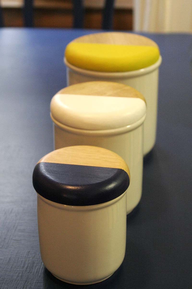 painted canisters for the kitchen